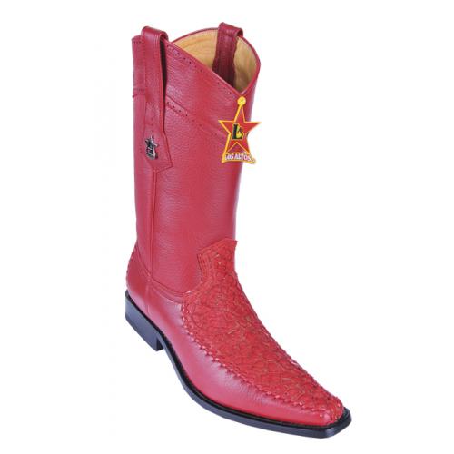 Los Altos Red Genuine Menudo Square Toe Cowboy Boots 774512