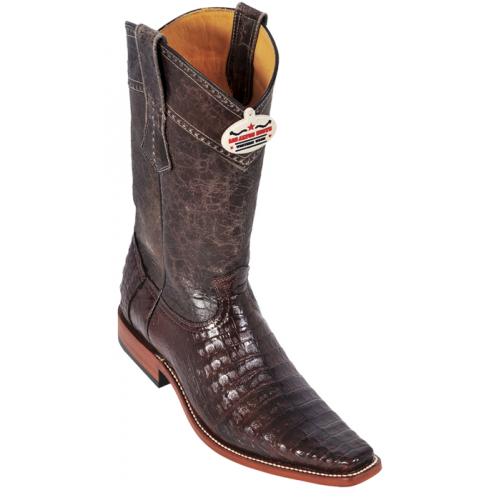 Los Altos Brown All-Over Genuine Crocodile Belly Square Toe Cowboy Boots 738207