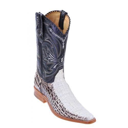 Los Altos Winterwhite Brown All-Over Genuine Crocodile Square Toe Cowboy Boots 711777