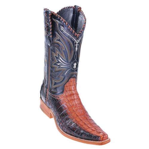 Los Altos Cognac Black All-Over Genuine Crocodile Tail Square Toe Cowboy Boots 710158