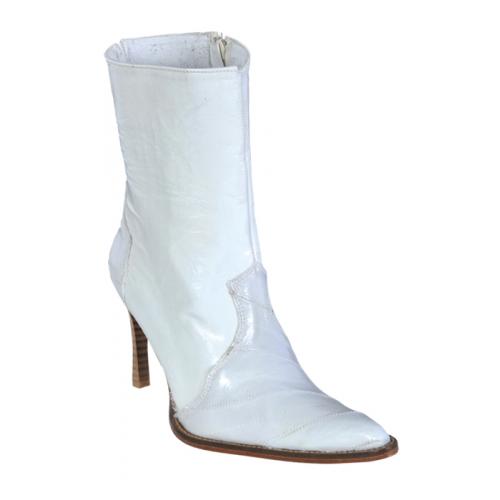 Los Altos White All-Over Genuine Eel Cowboy Boots 710128