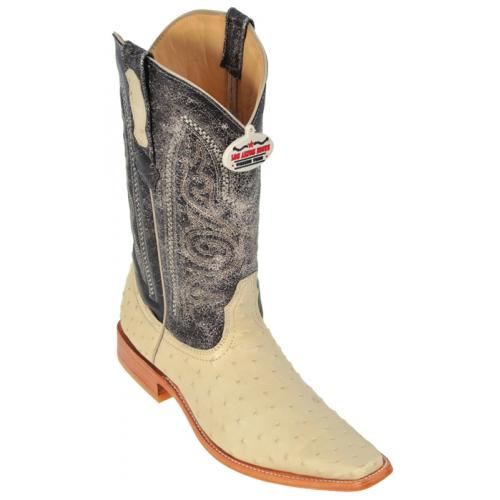 Los Altos Winterwhite Genuine All-Over Ostrich Square Toe Cowboy Boots 710304