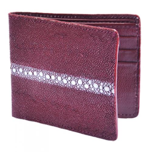 Los Altos Burgundy Genuine Stingray Rowstone  Card Holder Wallet C11106