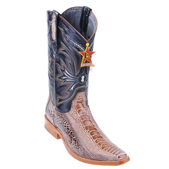 Los Altos Ladies Snip Toe Ostrich Leg Leather Pull Up Cowgirl Western Boots
