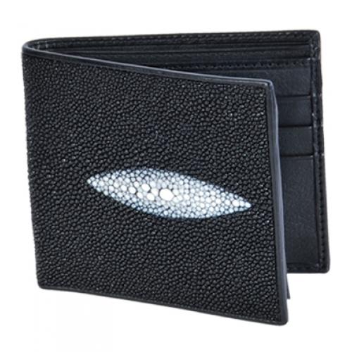 Los Altos Black Genuine Stingray Single Stone Finish Card Holder Wallet C11205