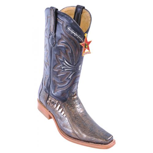 Los Altos Copper Genuine All-Over Ostrich Leg Square Toe Cowboy Boots 710534