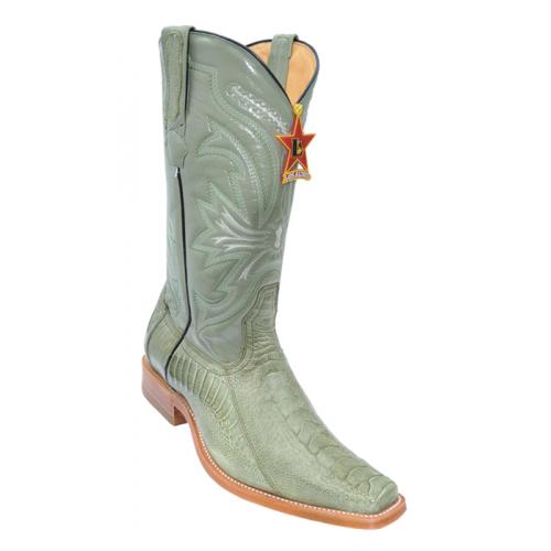 Los Altos Military Green Genuine All-Over Ostrich Leg Square Toe Cowboy Boots 710548