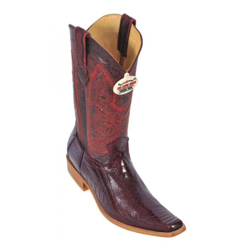 Los Altos Burgundy Genuine All-Over Ostrich Leg Square Toe Cowboy Boots 710506