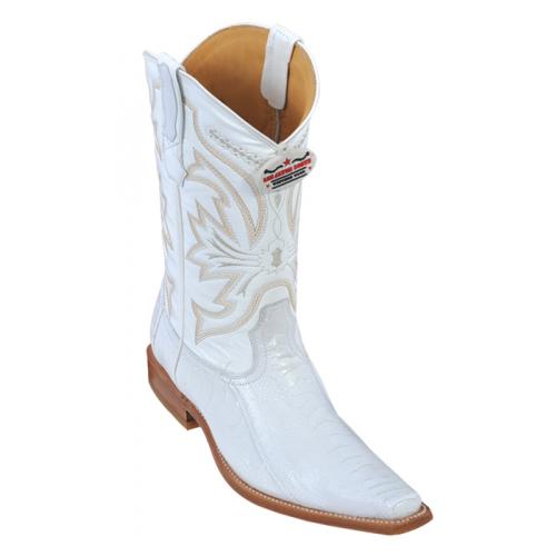 Los Altos White Genuine All-Over Ostrich Leg Square Toe Cowboy Boots 710528