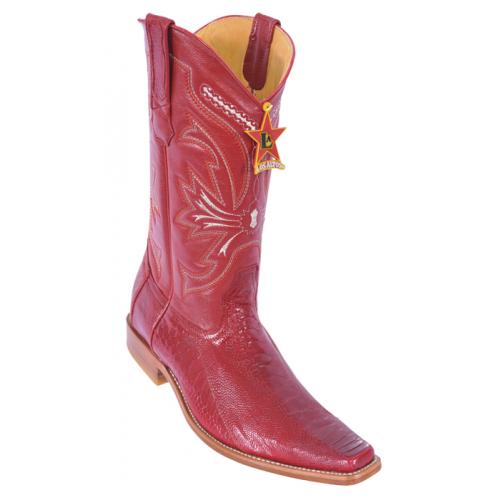 Los Altos Red Genuine All-Over Ostrich Leg Square Toe Cowboy Boots 710512
