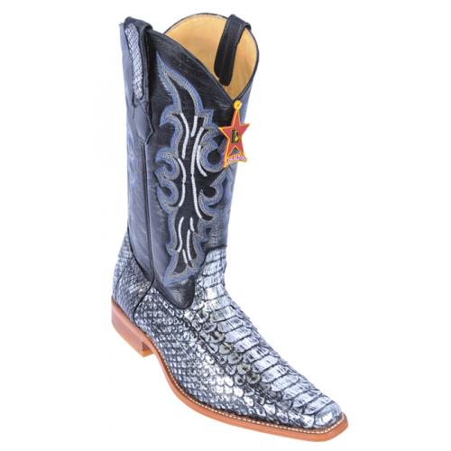 Los Altos Silver  Genuine All-Over Python Square Toe Cowboy Boots 715736