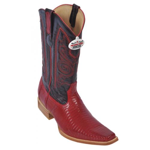 Los Altos Red Genuine All-Over Lizard Square Toe Cowboy Boots 710712