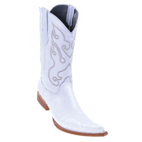 Los Altos White All-Over Ostrich  Print 6X Toe Cowboy Boots 3960328