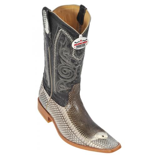 Los Altos Natural Genuine All-Over Cobra With Head Square Toe Cowboy Boots 716449