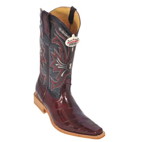 Los Altos Burgundy Genuine All-Over Eel Square Toe Cowboy Boots 710806
