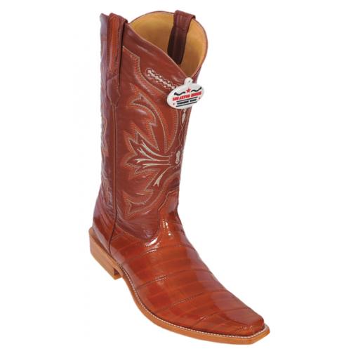 Los Altos Cognac Genuine All-Over Eel Square Toe Cowboy Boots 710803