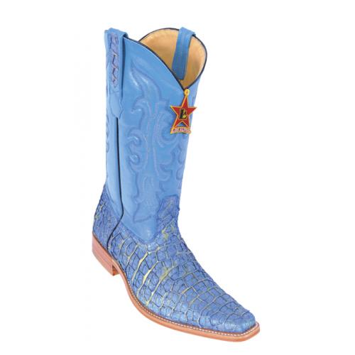 Los Altos Gold Royal Blue Genuine All-Over Menudo Square Toe Cowboy Boots 714590