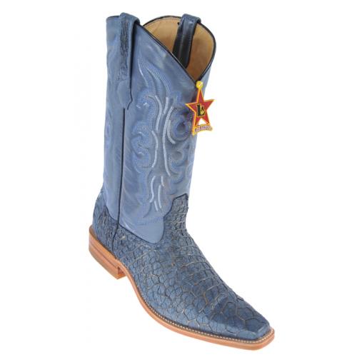 Los Altos Blue Jean Bronze Genuine All-Over Menudo Square Toe Cowboy Boots 714514