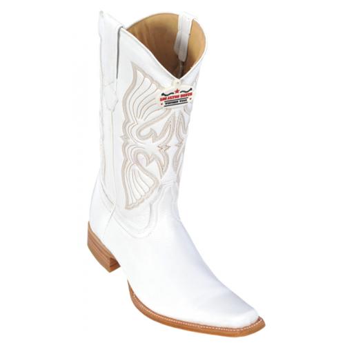 Los Altos White Genuine All-Over Deer Skin Square Toe Cowboy Boots 718328