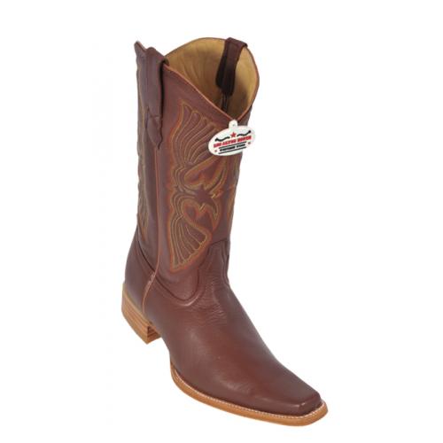 Los Altos Cognac Genuine All-Over Deer Skin Square Toe Cowboy Boots 718303