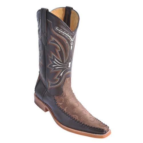 Los Altos Brown Fashion Design With Deer Skin Square Toe Cowboy Boots 715307