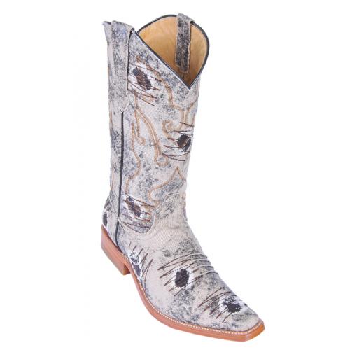 Los Altos Oryx Denim With Patches Square Toe Cowboy Boots 714411