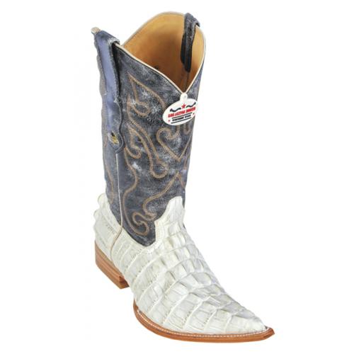 Los Altos WinterWhite All-Over Alligator Tail Prints 3X Toe  Cowboy Boots 3950104