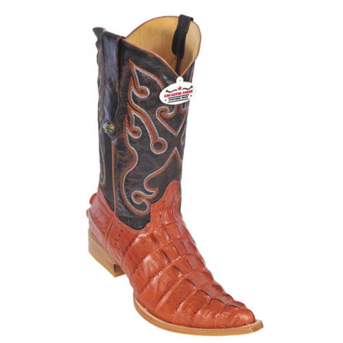 Los Altos Cognac All-Over Alligator Tail Print 3X Toe Cowboy Boots 3950103
