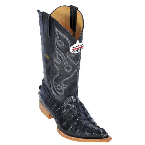 Los Altos Black All-Over Alligator Tail Prints 3X Toe  Cowboy Boots  3950105