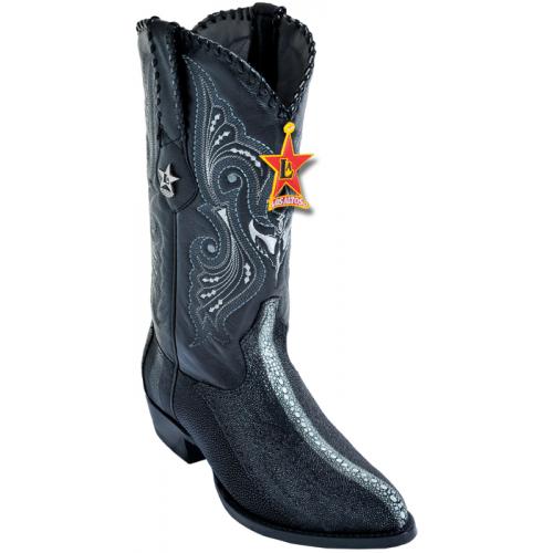 Los Altos Black Genuine All-Over Stingray Rowstone Medium R-Toe D-Width Cowboy Boots 601105