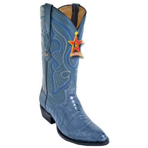 Los Altos Blue Jean Genuine All-Over Ostrich Leg Medium R-Toe Cowboy Boots 600514