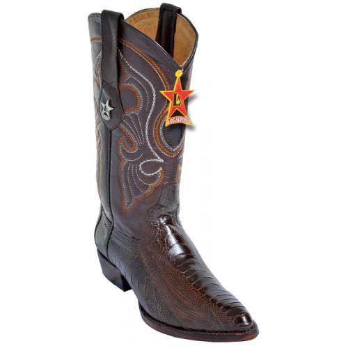Los Altos Brown Genuine All-Over Ostrich Leg Medium R-Toe Cowboy Boots 600507