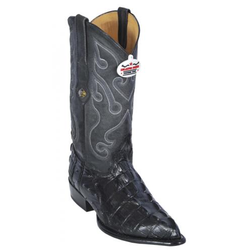 Los Altos Black All-Over Alligator Belly J - Toe Print Cowboy Boots 3992805