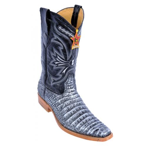 Los Altos Black Silver Genuine All-Over Alligator Belly Leg Square Toe Print  Cowboy Boots 3715991