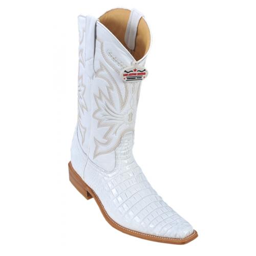Los Altos White All-Over Alligator Belly Square Toe Print  Cowboy Boots 3715928