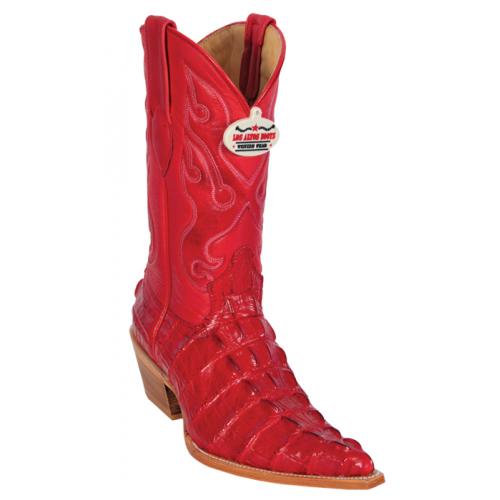 Los Altos Ladies Red All-Over Alligator Tail Print 3X Toe Cowboy Boots 3350112