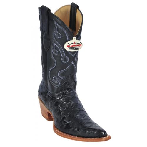 Los Altos Ladies Black All-Over Alligator Tail Print 3X-Toe Cowgirl Boots 3354805