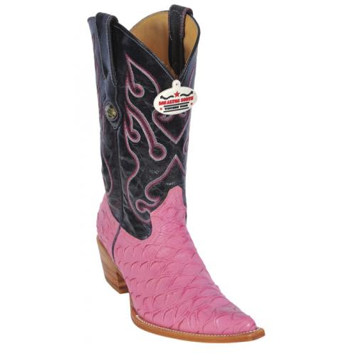 Los Altos Ladies Pink All-Over Alligator Tail Print 3X-Toe Cowboy  Boots 3354825