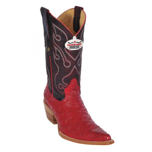 Los Altos Ladies Red All-Over Alligator Tail Print 3X-Toe Cowboy Boots 3354812
