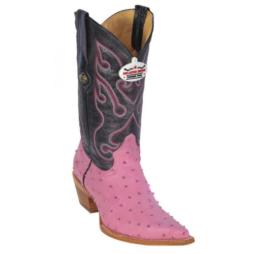 Los Altos Ladies Pink All-Over Ostrich Print 3X-Toe Cowboy Boots 3350325
