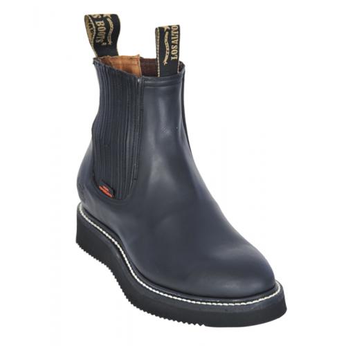 Los Altos Men's Black Genuine Grasso Leather Work Short Vibram Sole Boots 545405