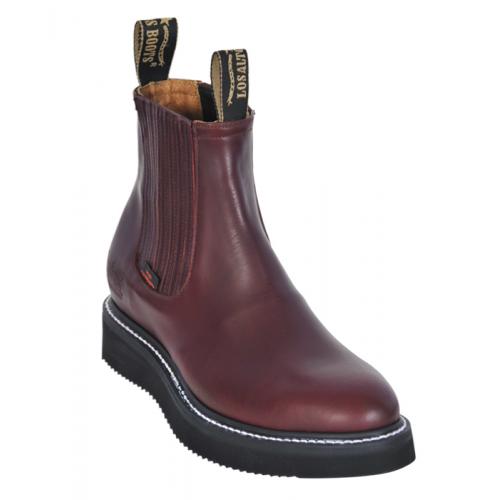 Los Altos Men's Burgundy Genuine Grasso Leather Work Short Boots 545406