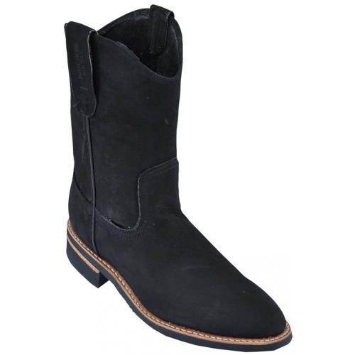 Los Altos Black Genuine Suede Nobuk Rubber Sole w/ Natural Edge  Short Boots 52C6305