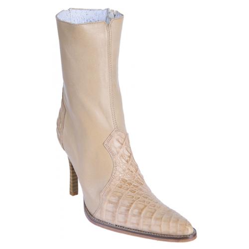 Los Altos Ladies Oryx Genuine Hornback Crocodile Short Top Boots With Zipper 361811