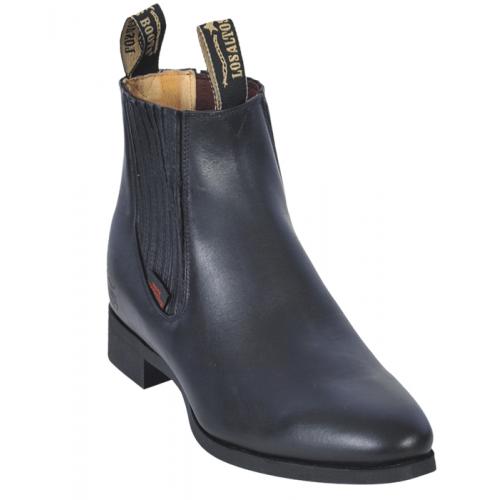 Los Altos Men's Black Genuine  Napa Leather Work Short Boots w/ Rubber Sole 644605