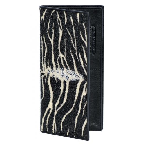Los Altos Tiger Black Genuine Stingray Single Stone Check Book Holder Wallet CB15555