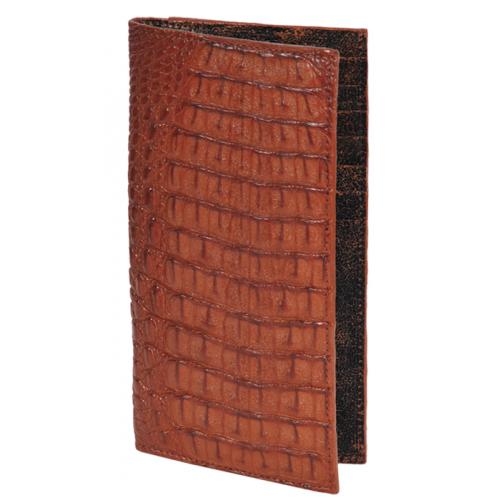 Los Altos Cognac Genuine Crocodile Check Book Holder Wallet CB10203
