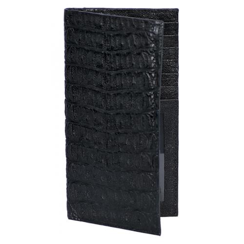 Los Altos Black Genuine Crocodile Check Book Holder Wallet CB10205