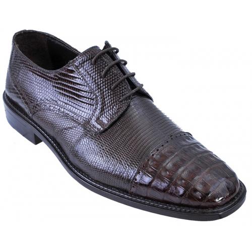 Los Altos Brown Genuine All-Over Crocodile Belly & Lizard Shoes ZV093707