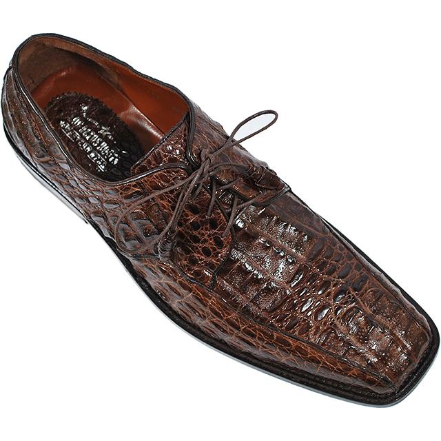Los Altos Brown Genuine All-Over Crocodile Dress Shoes With Laces ZV031707  - $ :: Upscale Menswear 